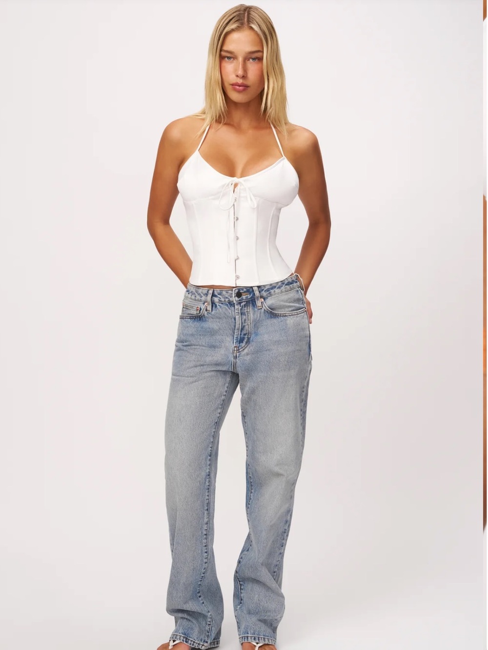 Danielle Guizio White Marini Corset Top